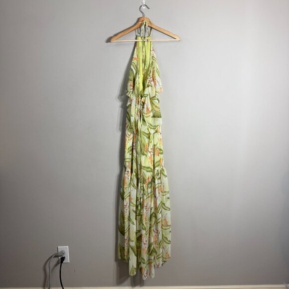BCBGeneration Floral Ruffle Halter Maxi Dress Women's XS Tropical Resort Beach - Picture 4 of 15